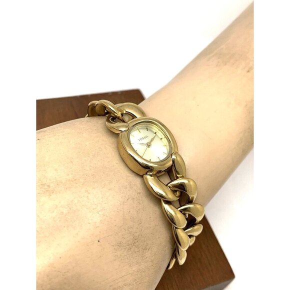Fossil Women's Watch ES3460 Curator Quartz Gold Dial Stainless Steel Tank 20mm - Picture 6 of 11